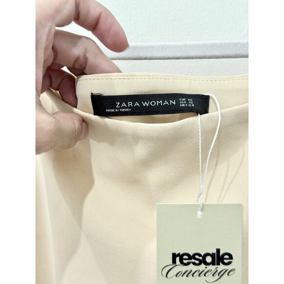 Zara Pull On High Waisted Ruffle Trim Flared Mini Skirt Cream Women's Size XS - Picture 4 of 5